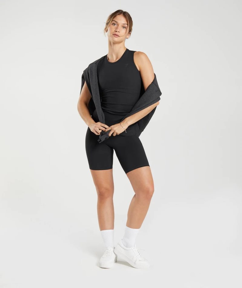 Women's Gymshark Elevate Asymmetric Tanks Black | NZ 2KCEVN